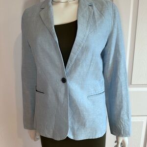 GAP Womens Blazer Jacket Size 8 Light Blue Linen Blend Preppy Light Academia